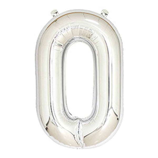 Stor Sifferballong i Silver för Födelsedag Fest 102cm – 0