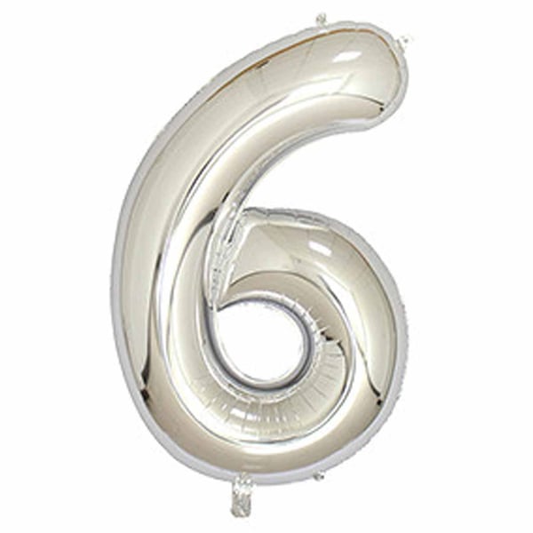 Suuri numeropallo hopeassa syntymäpäiväjuhlissa 102 cm - 6