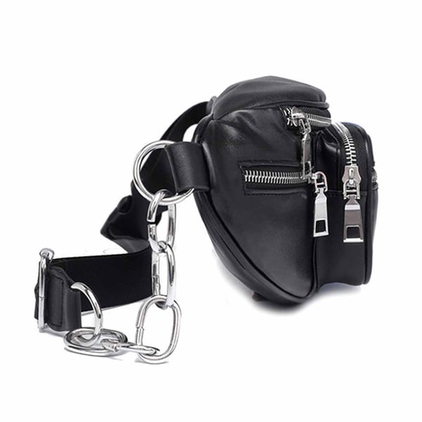 Svart Midjeväska Magväska Bum Bag Cross Body Väska Skinn Läder