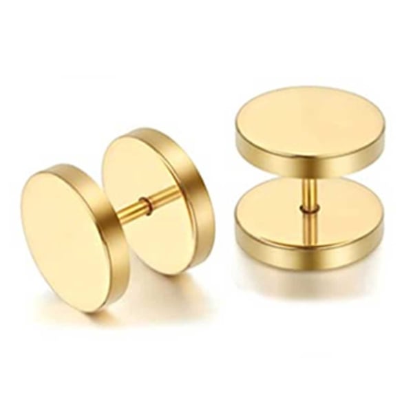 2-pack Fake Plug Fejk Töjning Örhänge Piercingsmycke Guld – 10mm