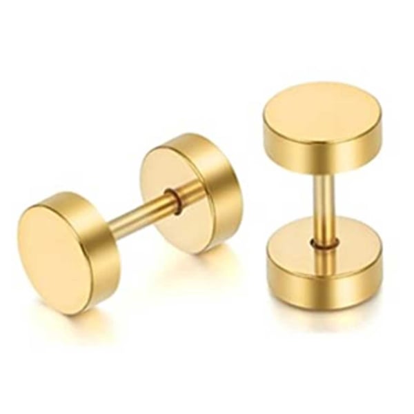2-pack Fake Plug Fejk Töjning Örhänge Piercingsmycke Guld – 6mm