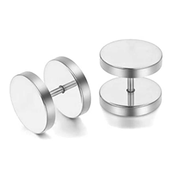 2-pack Fake Plug Fejk Töjning Örhänge Piercingsmycke Silver – 10mm