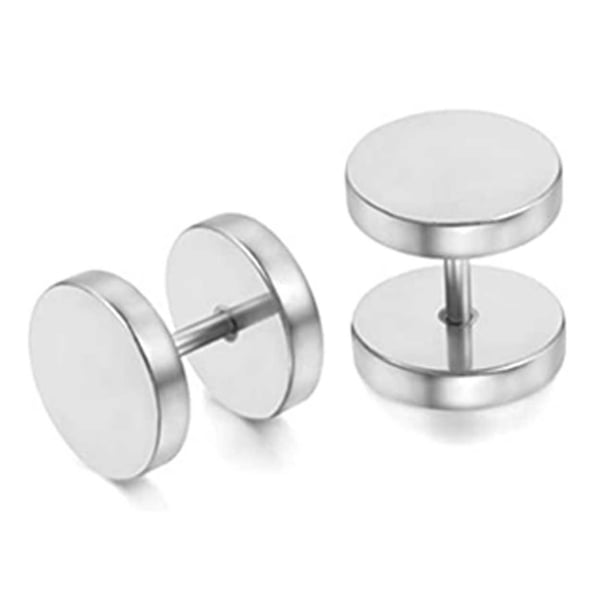2-pack Fake Plug Fejk Töjning Örhänge Piercingsmycke Silver – 12mm