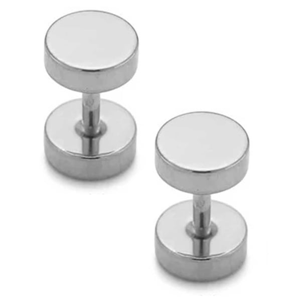 2 -pakke falske plugg falske strekkørring piercings smykker sølv - 6mm