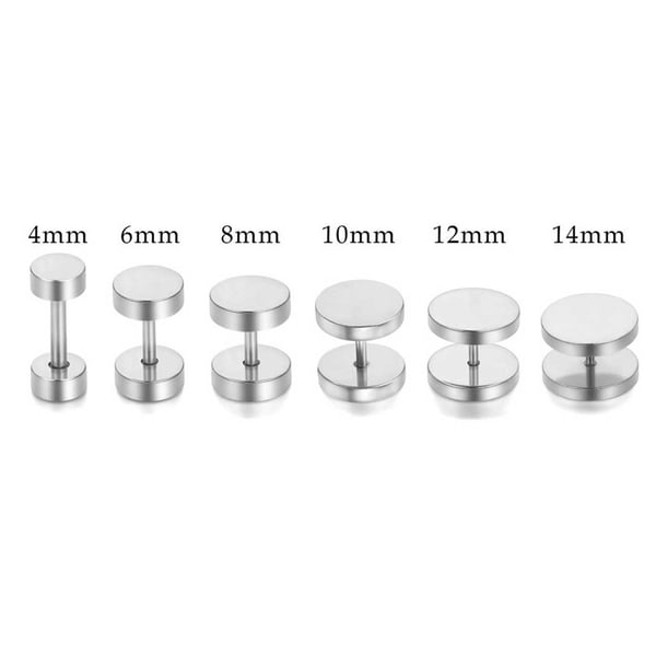 2-pack Fake Plug Fejk Töjning Örhänge Piercingsmycke Silver – 4mm