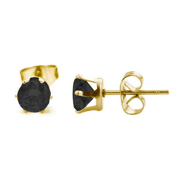 2 -pakk gullpiercing ørering svart krystall - 5mm
