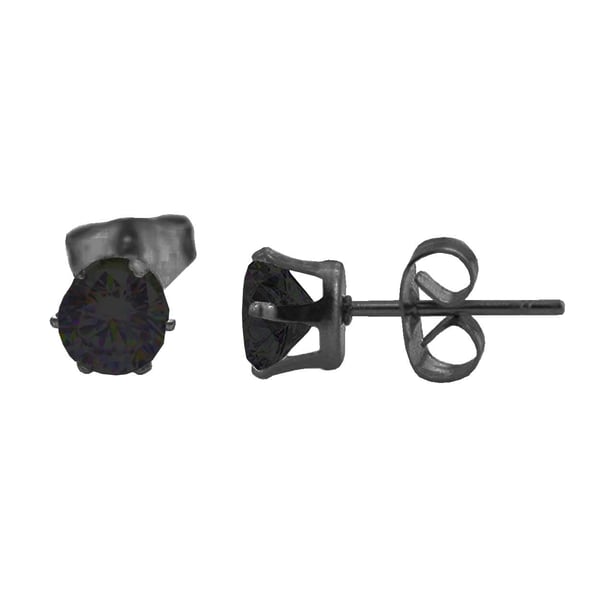 2-pack Svart Piercing Örhänge Svart Kristall 5mm