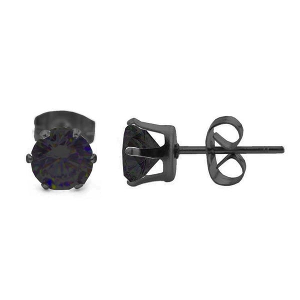 2-pack Svart Kristall Piercing Örhänge Piercingsmycke – 6mm