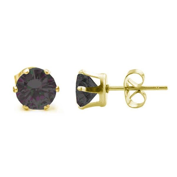 2-pack Guld Piercing Örhänge Svart Kristall – 7mm