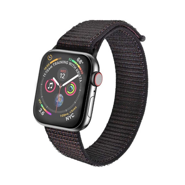 Apple Watch 1-8/SE/Ultra 42/44/45/49 Nylonarmband Svart Sportloop Kardborreband