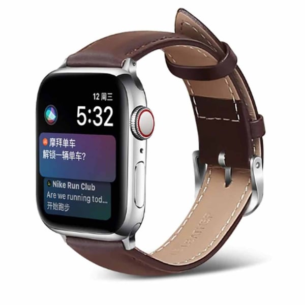 Apple Watch 38/40/41 1/2/3/4/5/6/7/katso ruskea nahkaranneke