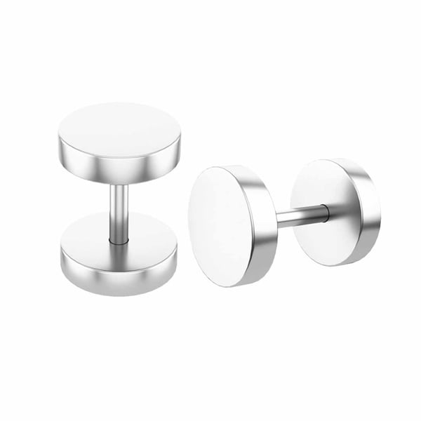 2-pack Fake Plug Fejk Töjning Örhänge Piercingsmycke Silver – 8mm