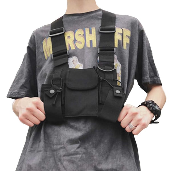 Svart Tactical Väst Utility Vest Bröstsele Street Wear Hip Hop