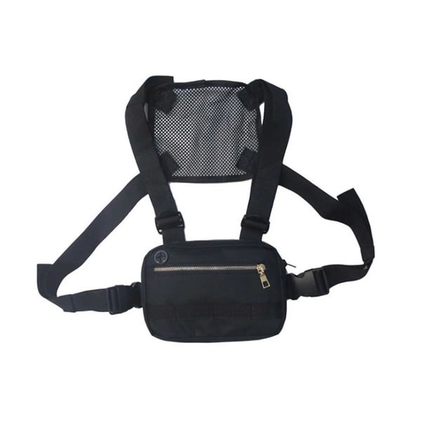 Svart Tactical Utility Vest Bröstväska Street Wear Axelremsväska