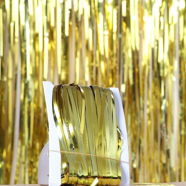 Metallisk gull glitter draperi til fest bursdag