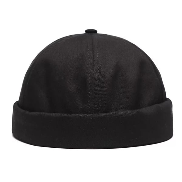 Miki Hat Docker Rullad Skärm Mössa Beanie Sotarmössa – Svart