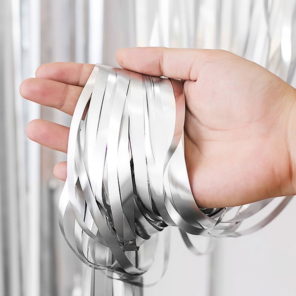 Glitterdraperi Metallic Silver 3-Pack [3x2m] för Fest Födelsedag