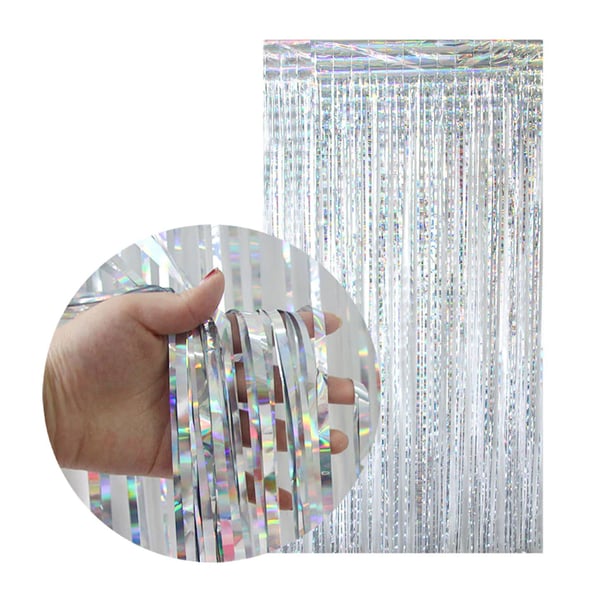Glitterdraperi Metallic Silver 3-Pack [3x2m] för Fest Födelsedag