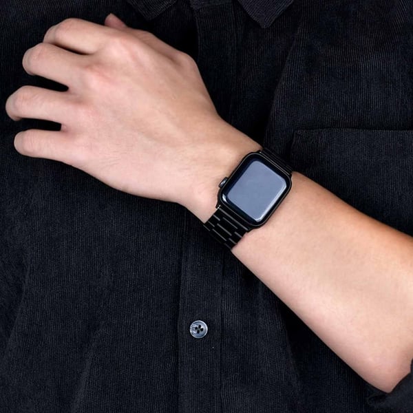 Apple Watch 42/44/45 1/2/3/4/5/6/7/Se metall svart klokkearmbånd