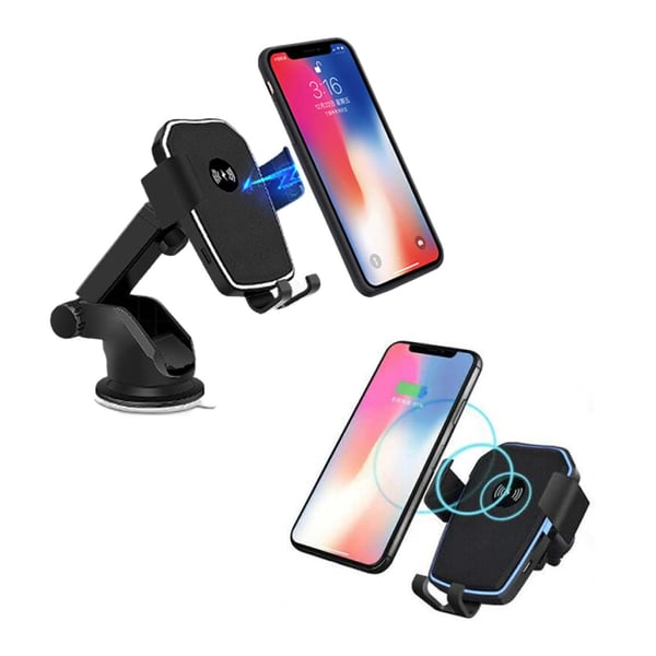 Trådløs mobil oplader med mobilholder til bil Qi bil oplader