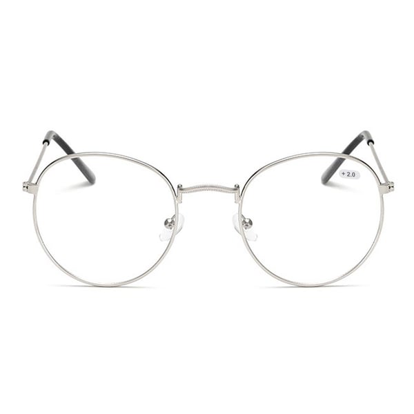 Retro Runda Läsglasögon Glasögon Styrka 2.0 Silver