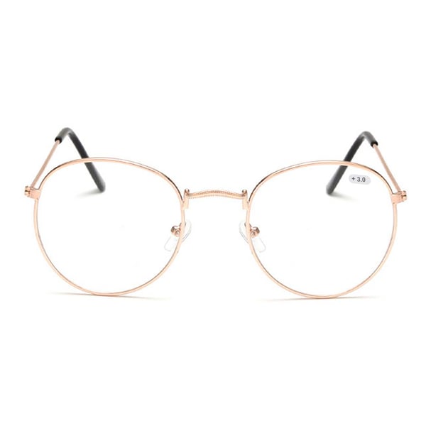 Retro Runda Läsglasögon Glasögon Styrka 3.0 Guld