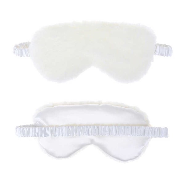 Mjuk Lurvig Vit Sovmask Fluffig Ögonmask Flyg Resor