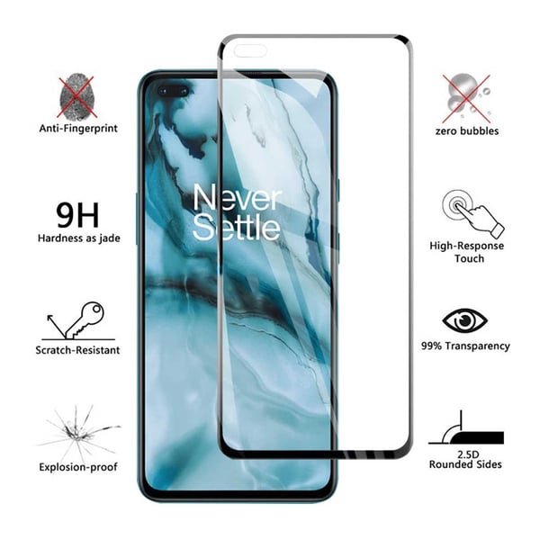 OnePlus Nord Heltäckande HD Skärmskydd Kolfiber Härdat Glas
