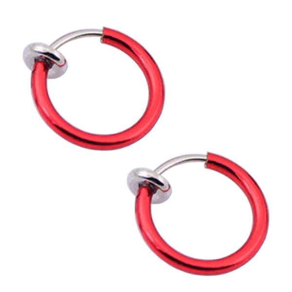 2-pack rød falsk piercing uten hull nese ring septum leppe