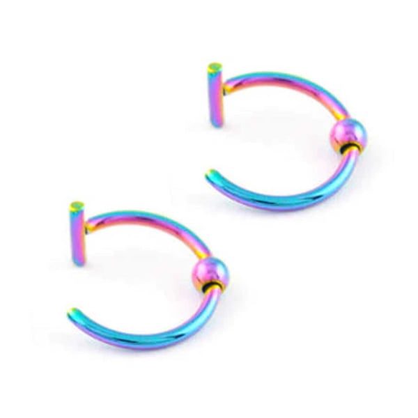 2-pack Fake Läppring utan Hål Fake Piercing – Flerfärgad