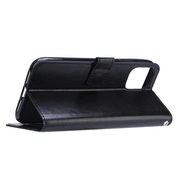 iPhone 12/12 Pro Wallet Case Black Læder Læder Taske