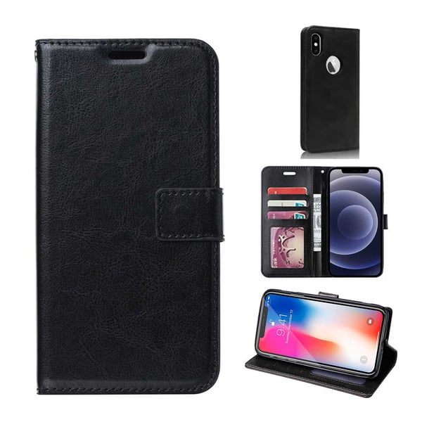 iPhone XR WALKET CASE Sort læder læder tasker