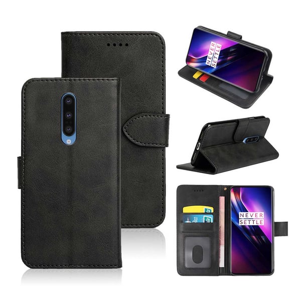 OnePlus 8 Plånboksfodral Läder Skinn Fodral Svart