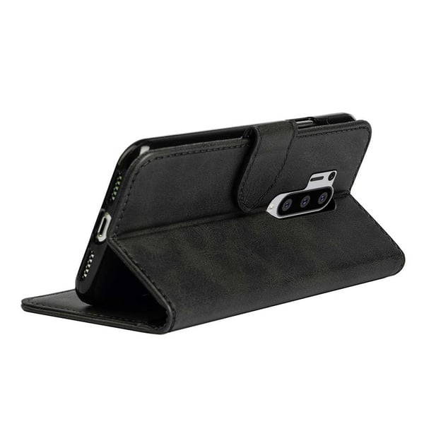 OnePlus 8 Pro Wallet Case Leather Leather Saces Black