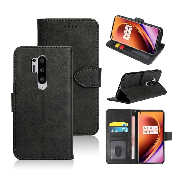 OnePlus 8 Pro Plånboksfodral Läder Skinn Fodral Svart