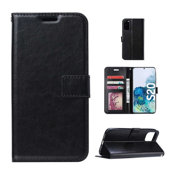 Galaxy S20 Wallet Case Black Leather Leather Case