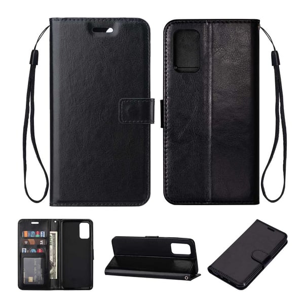 Galaxy S20 Wallet Case Black Leather Leather Case