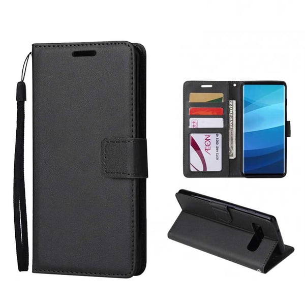 Samsung Galaxy S9 Plus Plånboksfodral Läder Skinn Fodral Svart Samsung Galaxy S9 Plus Plånboksfodral Läder Skinn Fodral Svart