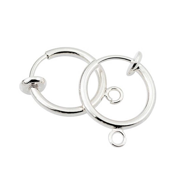 2-pack Silver Clip-on Örhänge Fake Piercing för Valfritt Hänge