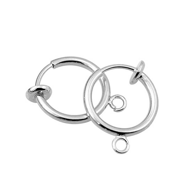 2-pack Stål Clip-on Örhänge Fake Piercing för Valfritt Hänge