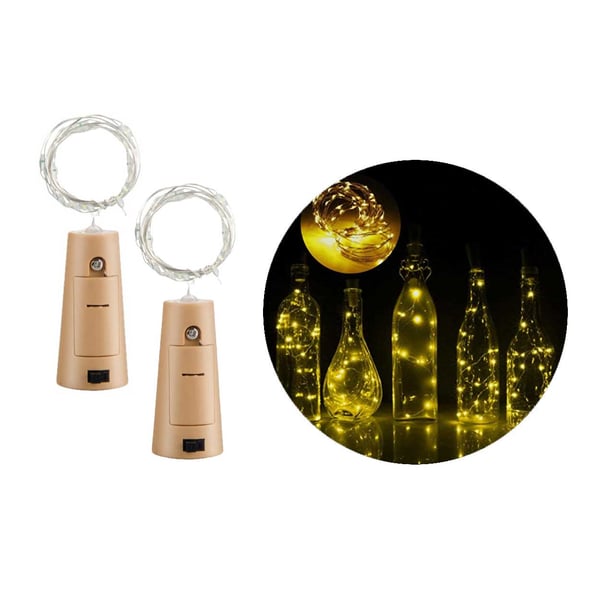 2-pack LED Ljusslinga Lampor Belysning för Flaskor Dekoration