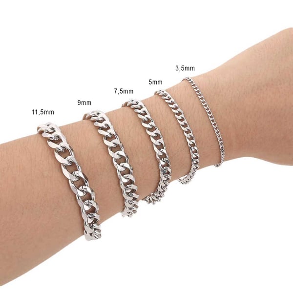 Pansarlink armbånd kæde armbånd sølv 3,5 mm