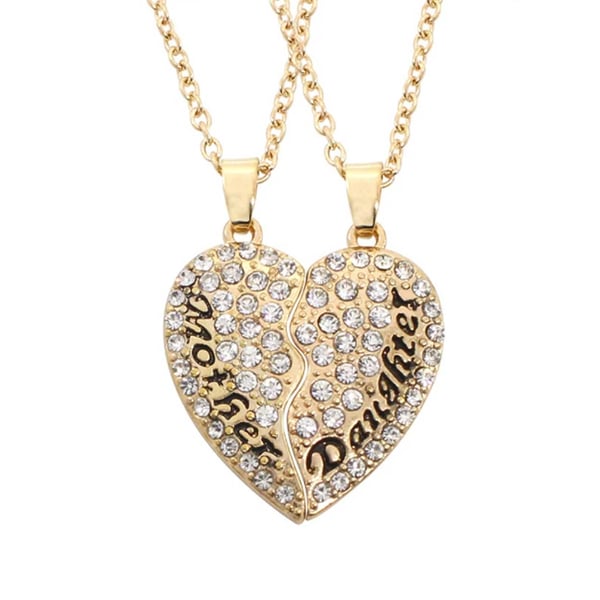 Tvådelat Mor och Dotter Halsband Brythjärta Guld