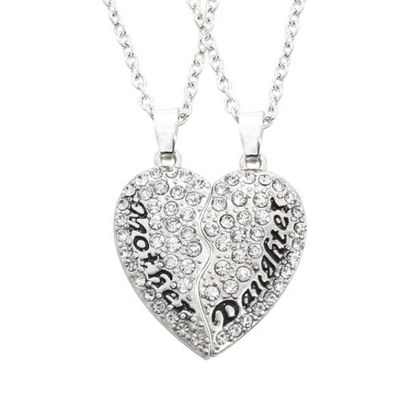 Tvådelat Mor och Dotter Halsband Brythjärta Silver