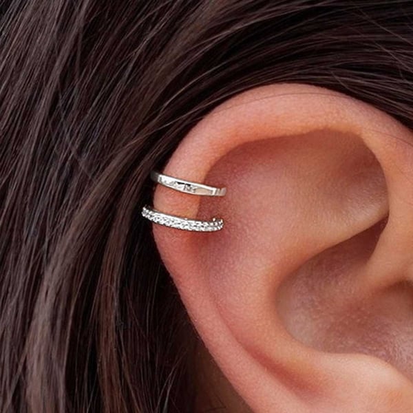 Falske helix piercing ører ørepynt mansjett uten hull sølv