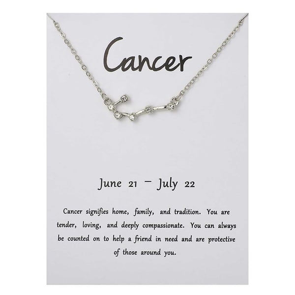 Stjärntecken Halsband Kräftan Cancer Gåvohalsband Silver