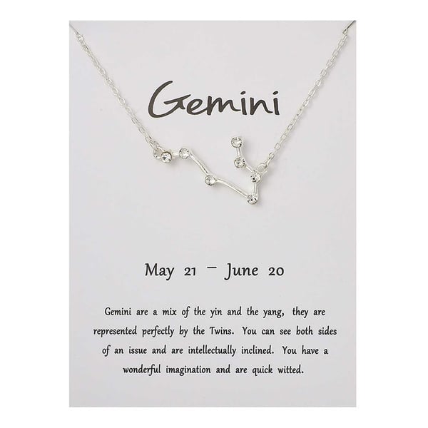 Stjärntecken Halsband Tvillingarna Gemini Gåvohalsband Silver
