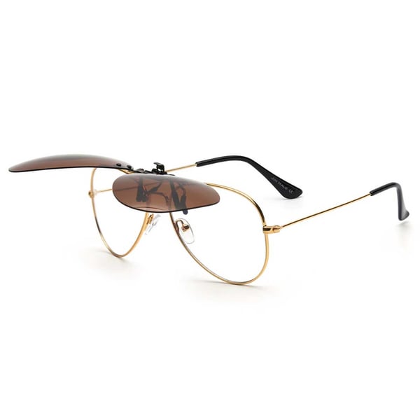 Clip-on Aviator Sunglasses Pilot Glasses Brown