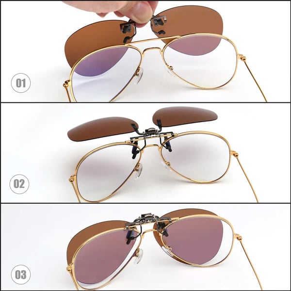 Clip-on Aviator Sunglasses Pilot Glasses Brown