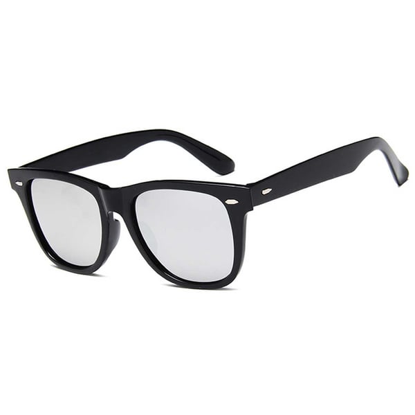 Svarta Wayfarer Solglasögon Silver Spegelglas